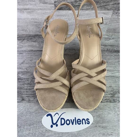 Charles By Charles David Womens Beige Strappy Wedge Sandals Size 9.5M - Picture 2 of 8